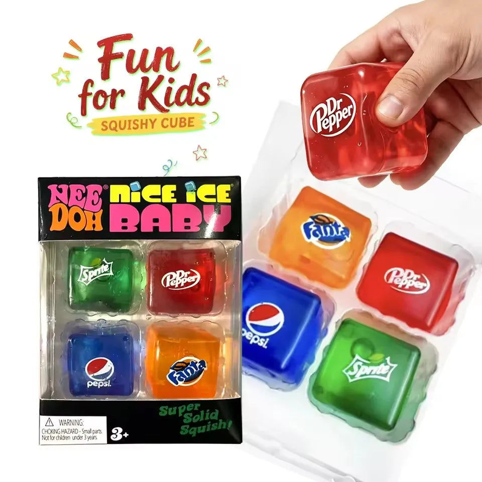 Schylling Nee Doh Nice Cube & Mini Cat & Soda Cube Sensory Pinch Blocks Stress Relief Puzzle Kids Souvenir Blind Box