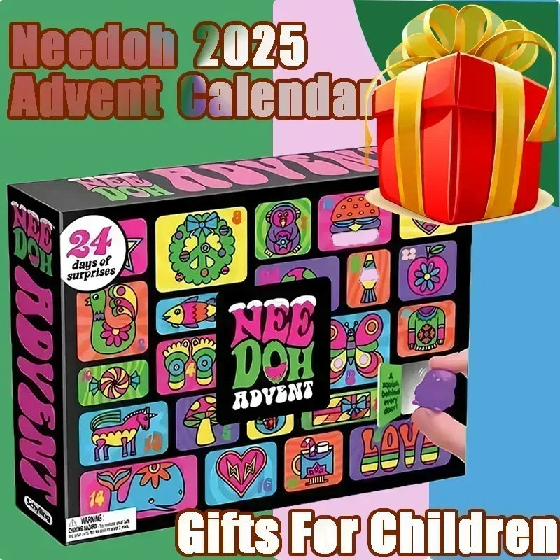 NeeDoh 2026 Advent Calendar 3D PVC Fidget Doll Christmas Countdown Surprise Box Stress Relief Toy New Year Family Surprise Gift