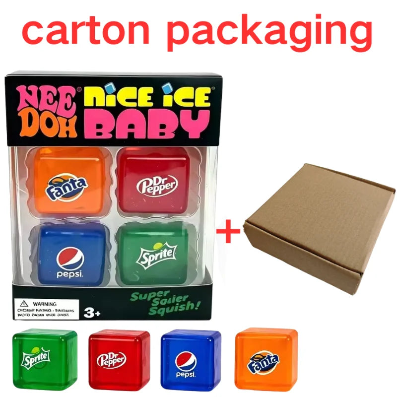Schylling Nee Doh Nice Cube & Mini Cat & Soda Cube Sensory Pinch Blocks Stress Relief Puzzle Kids Souvenir Blind Box
