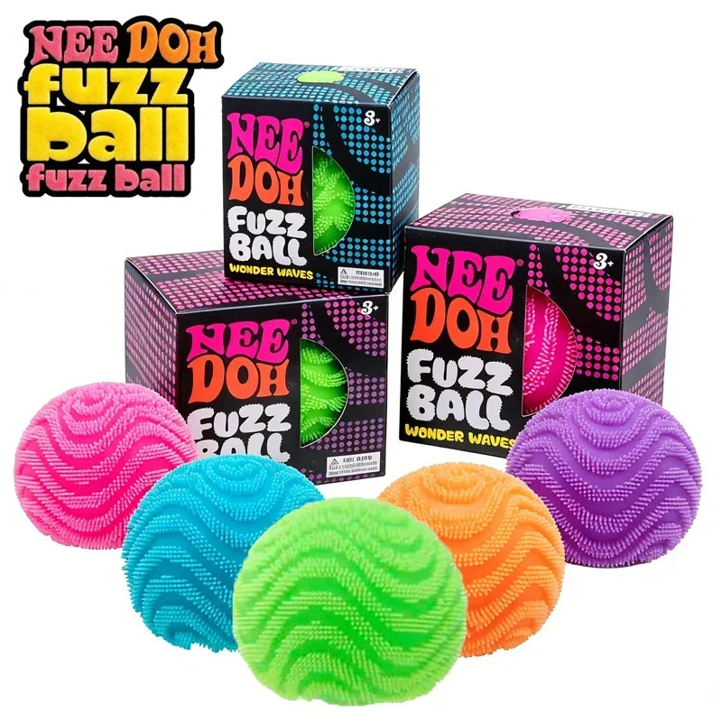 2026 New Model NeeDoh Fuzz Ball Wonder Waves Sensory Squeeze Toy Textured Stress Relief Fidget Ball for Adults Toy