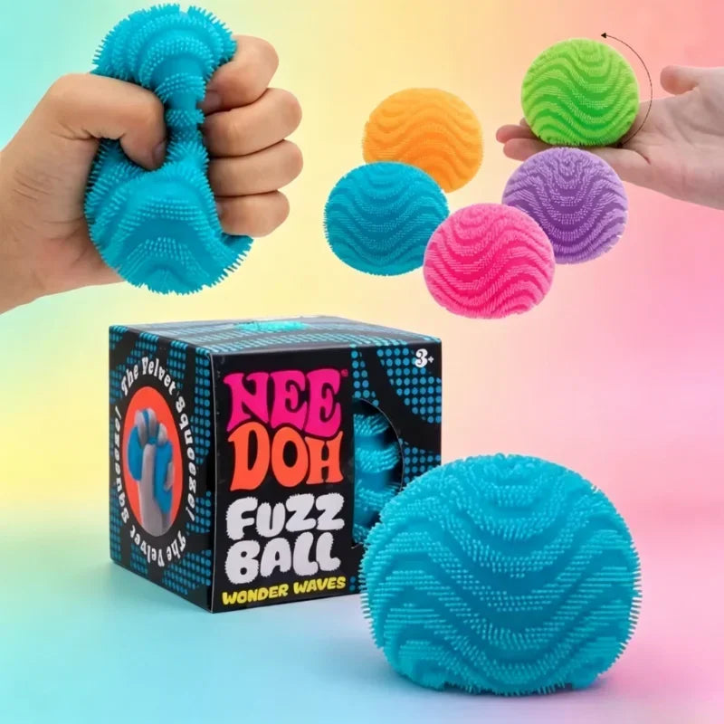 2026 New Model NeeDoh Fuzz Ball Wonder Waves Sensory Squeeze Toy Textured Stress Relief Fidget Ball for Adults Toy