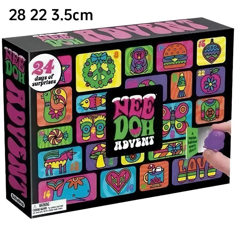 NeeDoh 2026 Advent Calendar 3D PVC Fidget Doll Christmas Countdown Surprise Box Stress Relief Toy New Year Family Surprise Gift