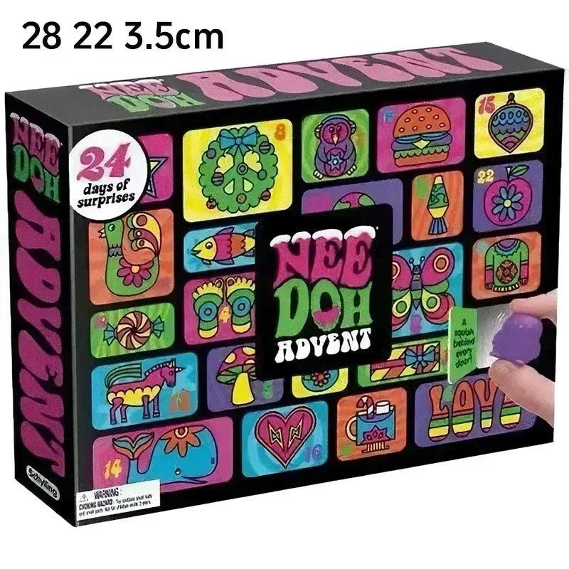 NeeDoh 2026 Advent Calendar 3D PVC Fidget Doll Christmas Countdown Surprise Box Stress Relief Toy New Year Family Surprise Gift